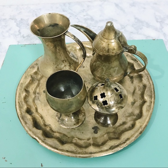 Vintage Solid Brass Set Made in India - Picture 3 of 7